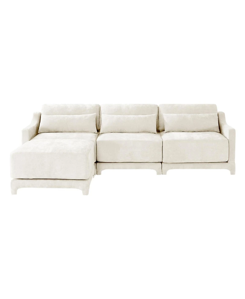 Streamdale Furniture Chenille 3-Seater Sofa w/ Ottomans