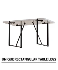 Streamdale Furniture 55" Modern Dining Table Set, Black Metal Legs, White Top, Pu Chairs