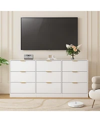 Streamdale Furniture White 9 Drawer Dresser, 63" Large Chest of Drawers