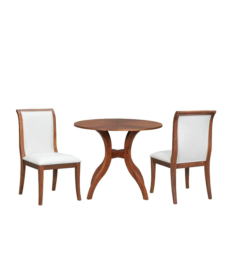 Streamdale Furniture Walnut Round Dining Set- 39.4" Table + 2 Chairs