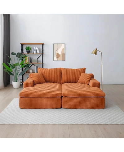 Streamdale 87" Oversized Sectional Sofa Bed with Double Chaise - Orange
