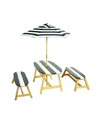 Streamdale Furniture Streamdale Naturally Playful Kids Picnic Table with Umbrella, Indoor/Outdoor Toys-Dark Blue