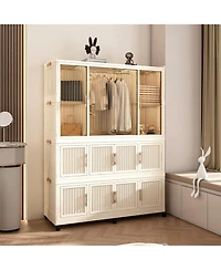 Streamdale Furniture Portable Wardrobe Closet Organizer, 12 Cubes & Hanging Rod