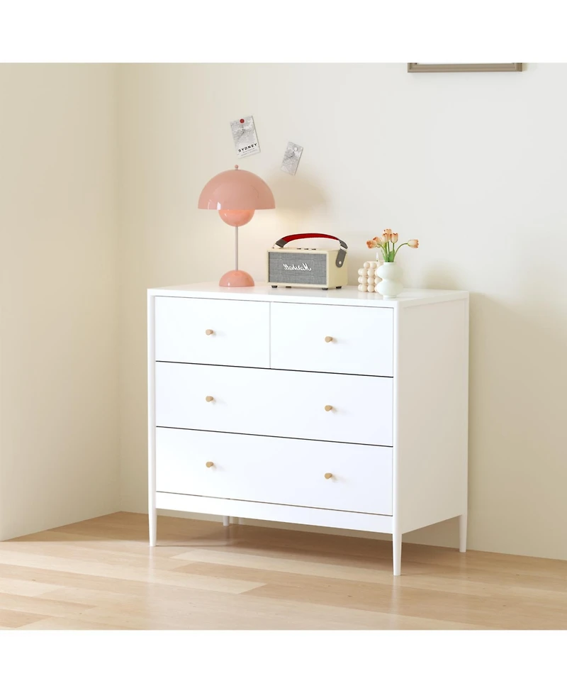 Streamdale Furniture Streamdale White 4-Drawer Kids Dresser - Toddler Bedroom/Nursery Storage