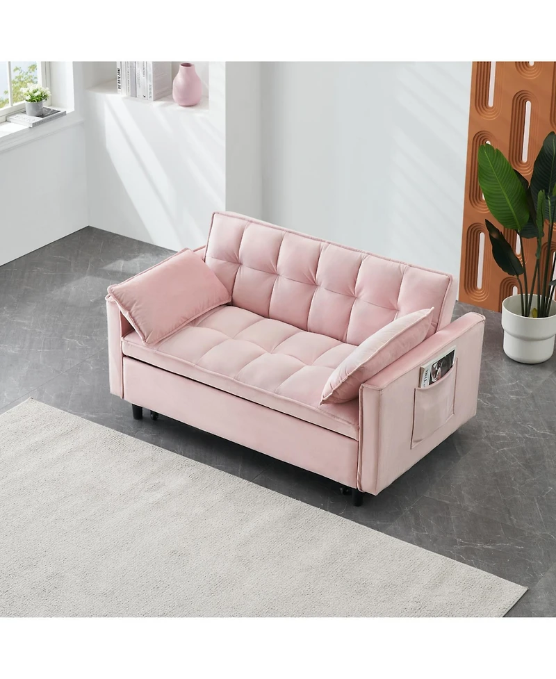 Streamdale Furniture Modern Velvet Sleeper Sofa with Pillows & Pockets