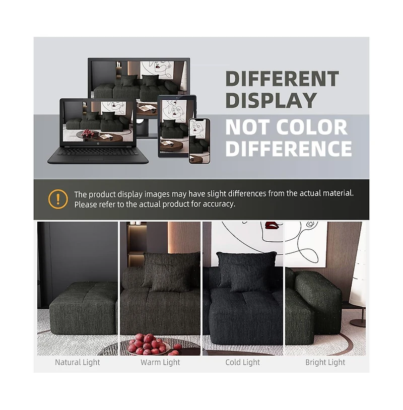 Streamdale Furniture Modern Oversized Chenille Sectional Sofa with Ottoman & Pillows