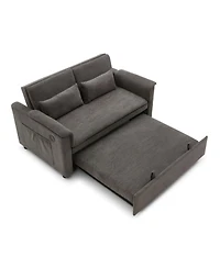 Streamdale Furniture 55" Velvet Pull Out Sofa Bed w/ Usb, Pockets, Pillows