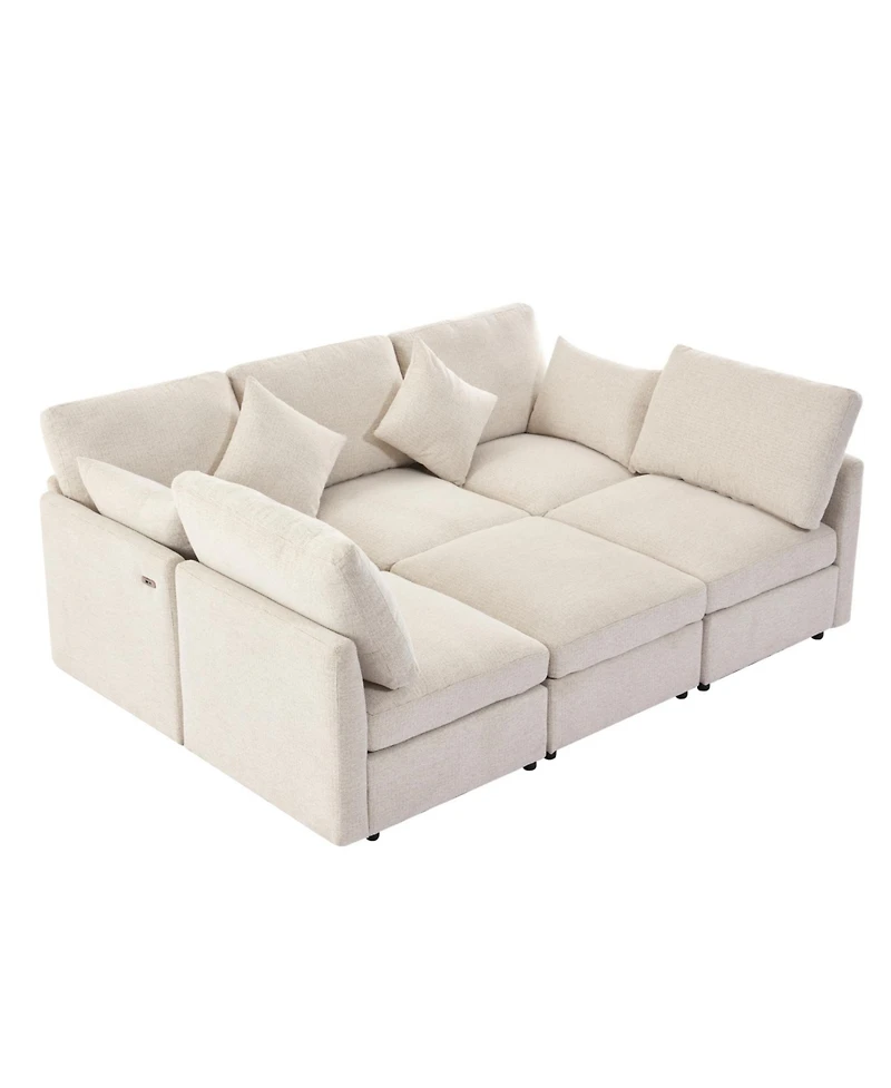 Streamdale Furniture 86.6" Sectional Sofa w/ Ottoman & Usb Ports