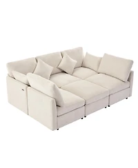 Streamdale Furniture 86.6" Sectional Sofa w/ Ottoman & Usb Ports