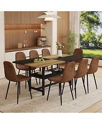 Streamdale Furniture Streamdale Wooden Dining Table Set with 8 Brown Chairs