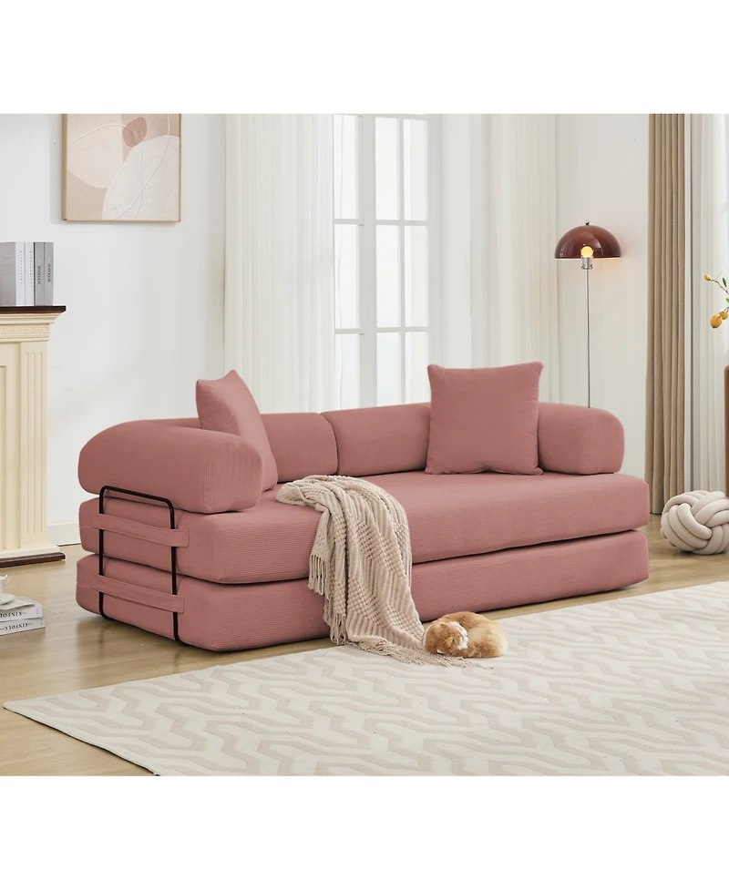 Streamdale Furniture Folding Sleeper Sofa Bed, 5-in-1 Convertible, King Size, Corduroy