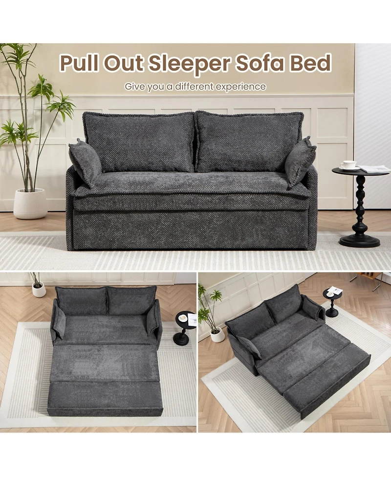 Streamdale Furniture Pull Out Sofa Bed, Corduroy Sleeper Couch w/ Storage & Usb Ports