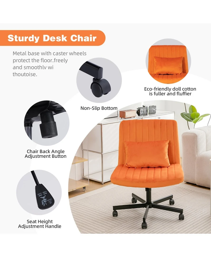 Streamdale Furniture Orange Velvet Criss Cross Office Chair
