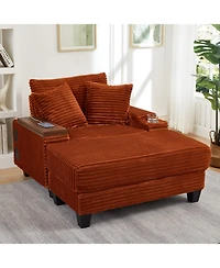 Streamdale Furniture Multifunctional Corduroy Sofa with Hidden Table & Storage