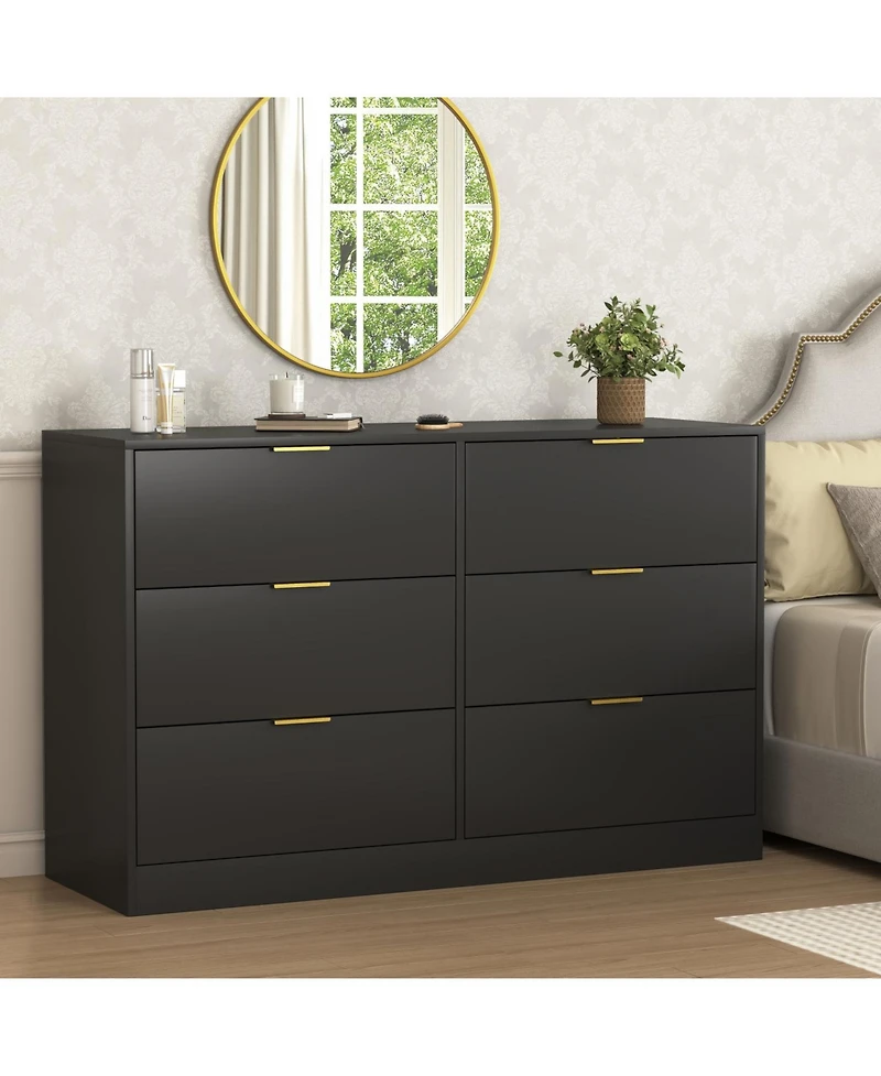 Streamdale Simply Modern 6-Drawer Dresser - Black