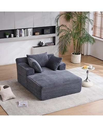 Streamdale Furniture Streamdale Oversized Chaise Longue Chair Indoor Modern Upholstered Corduroy Deep Seat Sofa Bed