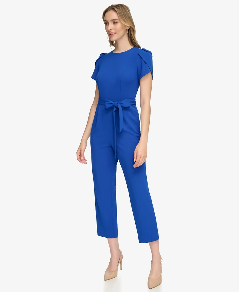 Calvin Klein Women's Belted Tulip-Sleeve Jumpsuit