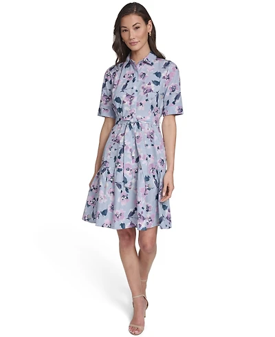 Calvin Klein Women's Short-Sleeve Collared Shirt Dress
