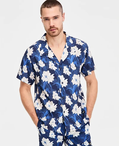 Boss by Hugo Men's Tropical Printed Button-Down Swim Shirt