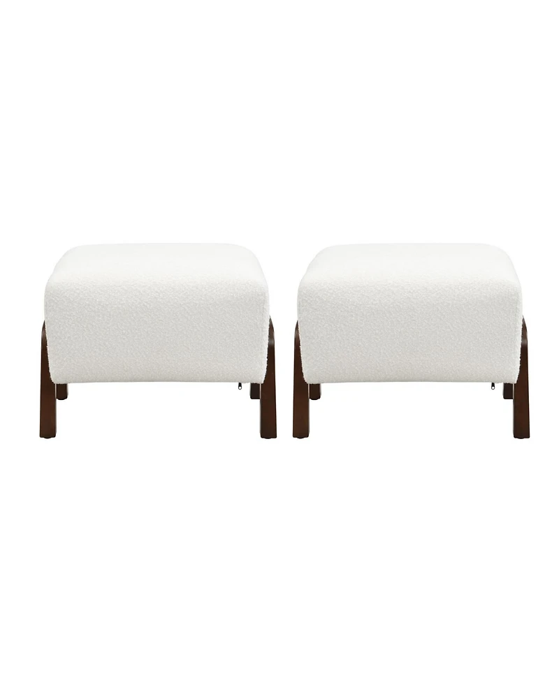 Streamdale Furniture Upholstered Ottoman, Wooden Legs, Boucle