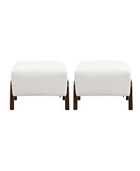 Streamdale Furniture Upholstered Ottoman, Wooden Legs, Boucle