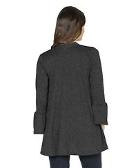 24seven Comfort Apparel Women's Knit Three Quarter Bell Sleeve Open Cardigan Sweater
