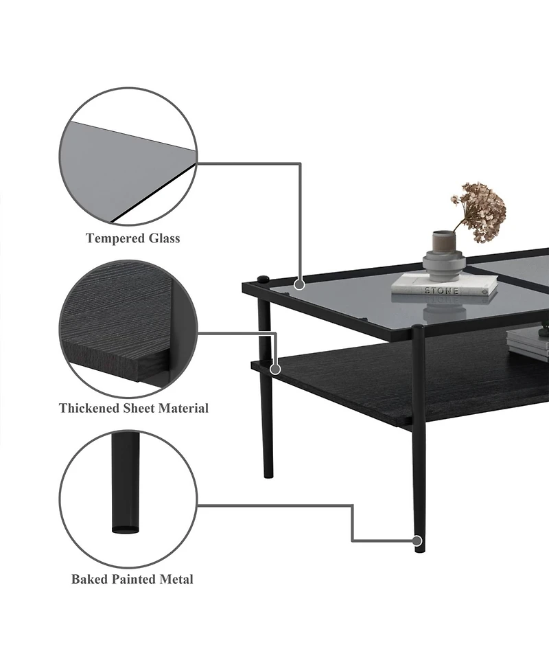 Streamdale Furniture Gray Glass Coffee & End Table Set - Modern Living Room Tables
