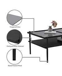 Streamdale Furniture Gray Glass Coffee & End Table Set - Modern Living Room Tables