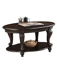 Streamdale Furniture 42" Espresso Oval Coffee Table with Open Storage and Easy Assembly