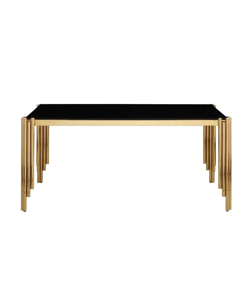 Streamdale 65" Rectangle Glass Dining Table with Gold Legs