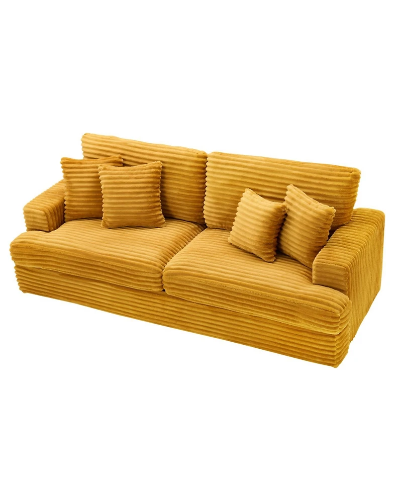 Streamdale Furniture Streamdale Corduroy Sofa 79.3", 3-Seater with 4 Pillows