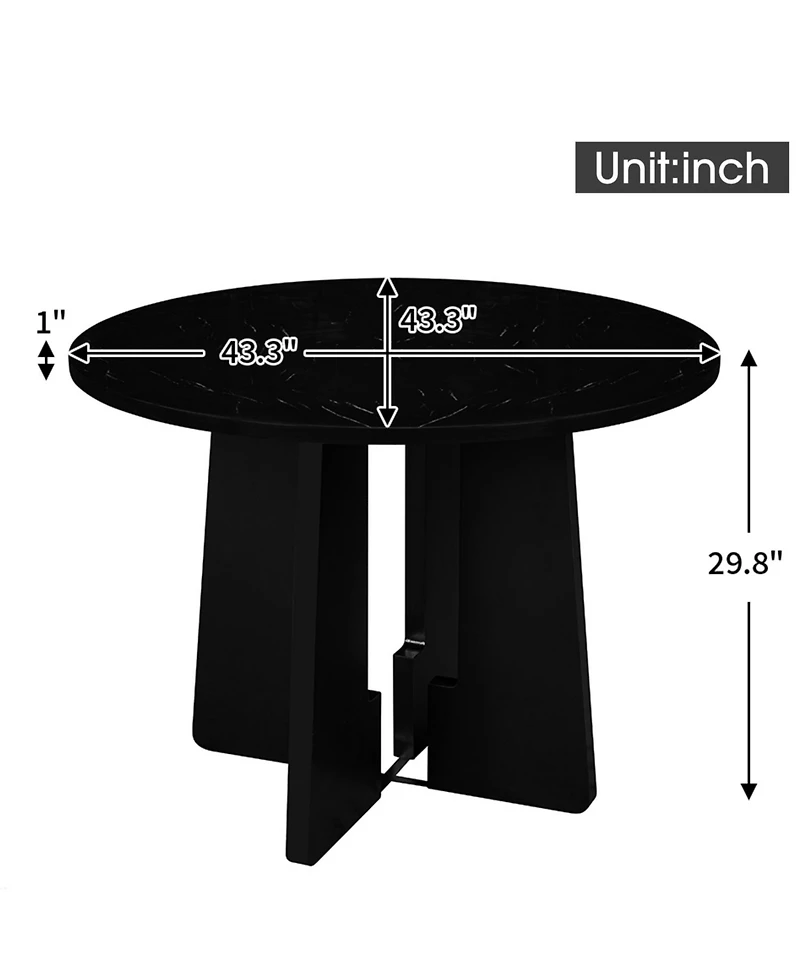 Streamdale Round Dining Table for 4, Modern Kitchen Dining Table, 43 Inch Round Dining Table for Kitchen Living Room