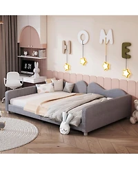 Streamdale Furniture Full Upholstered Daybed, Sherpa Fabric Sofabed with Cloud-Shaped Backrest, No Box-spring Needed