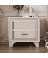 Streamdale Furniture Mid-Century Velvet Nightstand, Pink