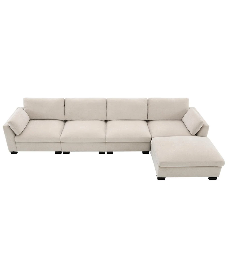 Streamdale Furniture 130" Modular Sectional Sofa with Folding Table & Charging