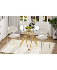 Streamdale Furniture 35.4" Round Glass Dining Table - Gold