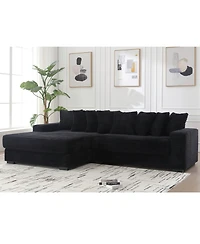 Streamdale Furniture Oversized Corduroy L Shaped Sofa with Chaise & 8 Pillows