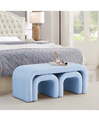 Streamdale Furniture U-Shaped Teddy Ottoman Bench Set of 3