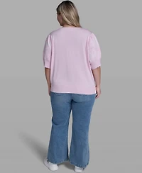 Karl Lagerfeld Paris Plus Floral Printed Sleeve Sweater