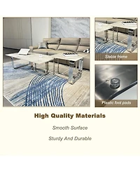 Streamdale Furniture Sintered Stone End Table Silver Metal Frame