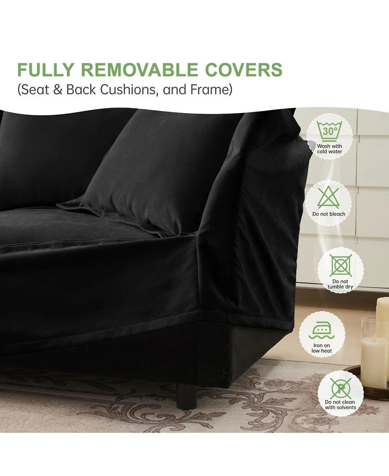 Streamdale Furniture Slipcovered U Shape Sectional Sofa with Pillows