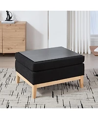 Streamdale Furniture 33.86" Square Storage Ottoman/Coffee Table - Black Boucle