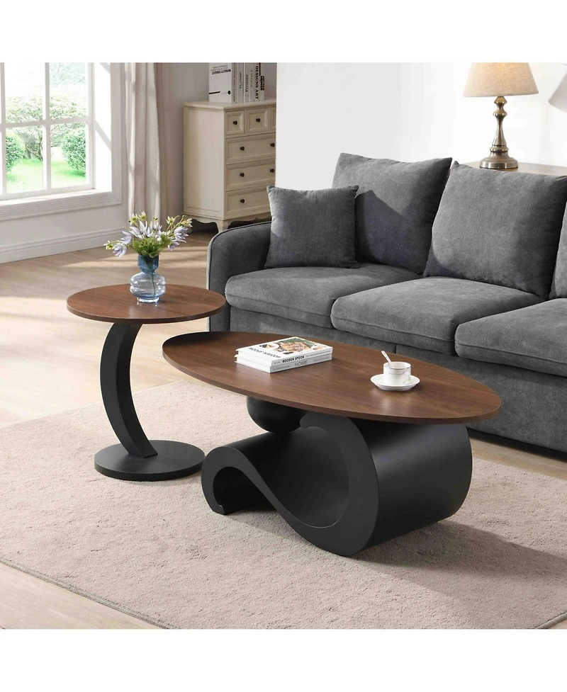 Streamdale Furniture Black Nesting Coffee Table Set of 2