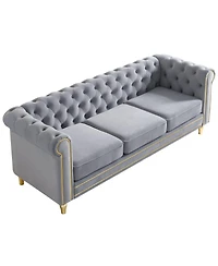 Streamdale Furniture Chesterfield Velvet Sofa 84.65 inch for Living Room