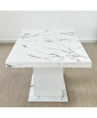 Streamdale Furniture Extendable White Faux Marble Dining Table