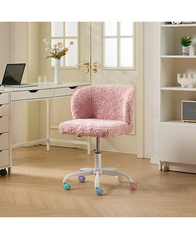Streamdale Furniture Pink Faux Rabbit Fur Office Chair