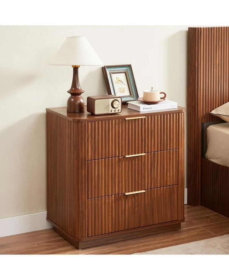 Streamdale Furniture Streamdale 3 Drawer Dresser Set - Modern Wave Design