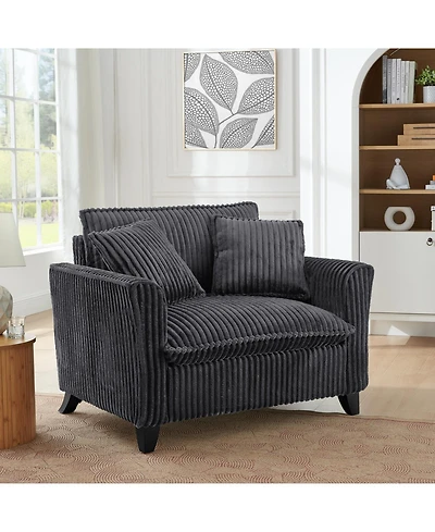 Streamdale Furniture Streamdale Gray Corduroy Lazyman Sofa Chair