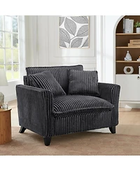 Streamdale Furniture Streamdale Gray Corduroy Lazyman Sofa Chair