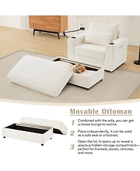 Streamdale Furniture Modern Armchair Chaise Lounge Sofa with Ottoman